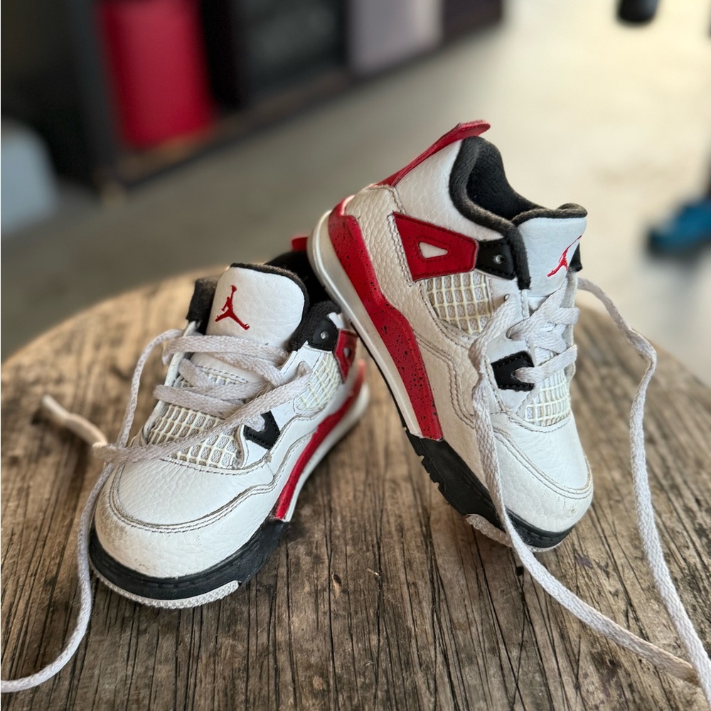 Jordan Kids White and Red Sneakers